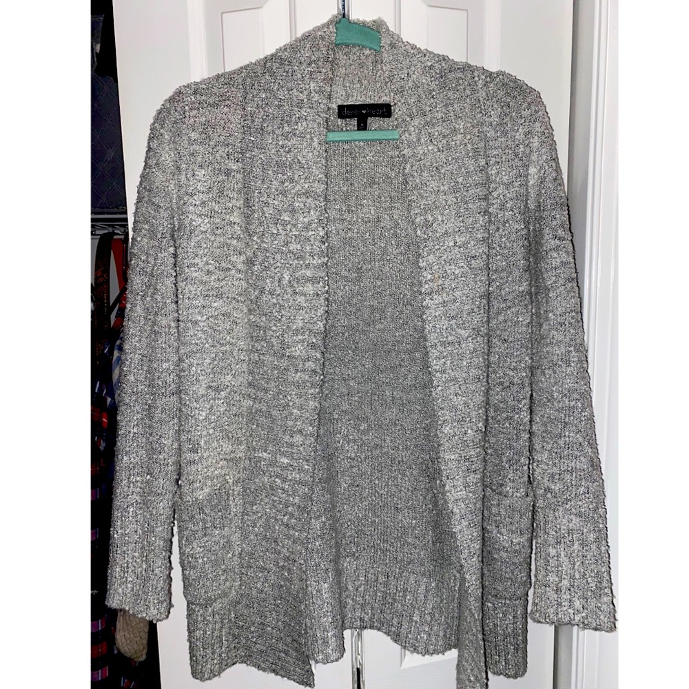 Gray Mid-Length Cozy Sweater Cardigan